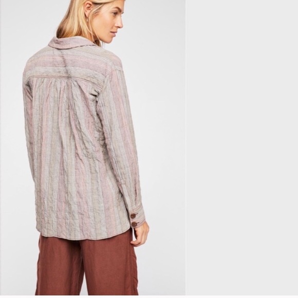 ✨ SOLD ✨ NWT FREE PEOPLE stripe blouse cotton top - Picture 3 of 6